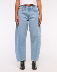 Abercrombie & Fitch Women’s Curve Love Mid Rise Barrel Short Jeans