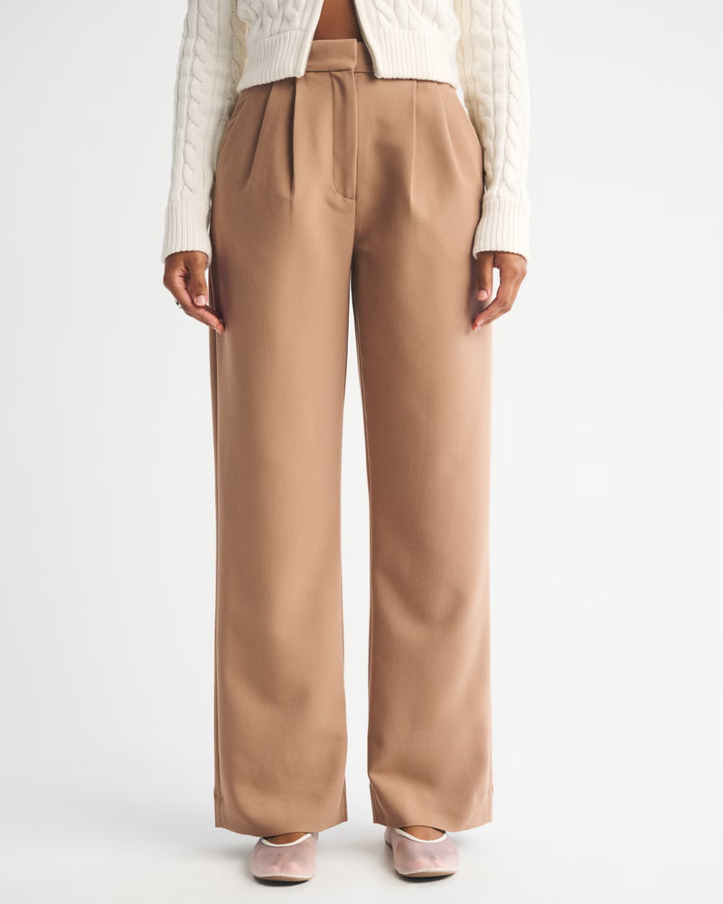 Abercrombie & Fitch Women’s Curve Love A&F Sloane Tailored Long Wide Leg Pants