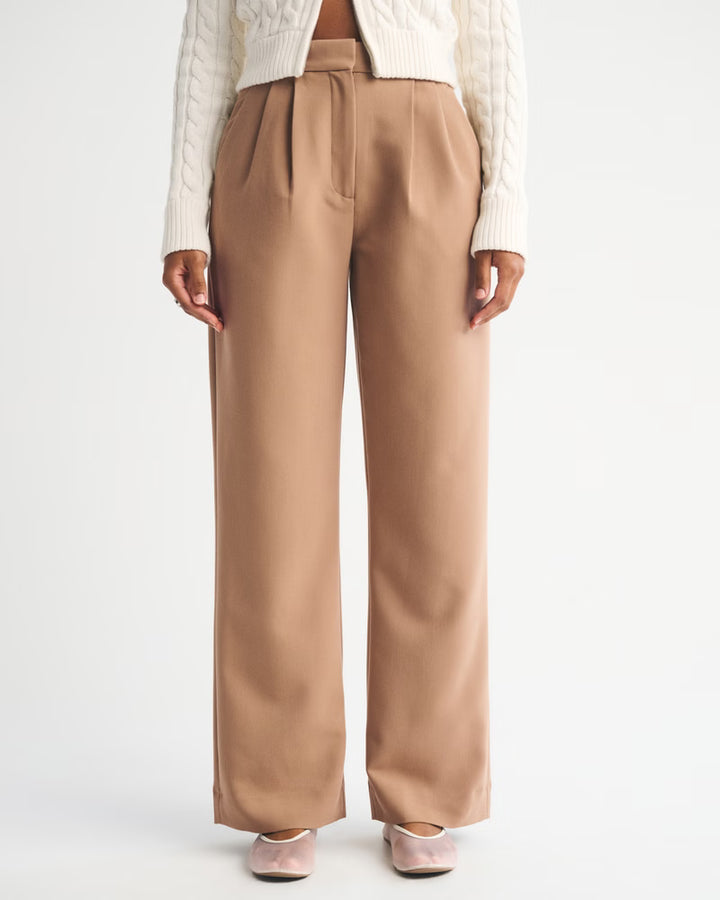 Abercrombie & Fitch Women’s Curve Love A&F Sloane Tailored Long Wide Leg Pants