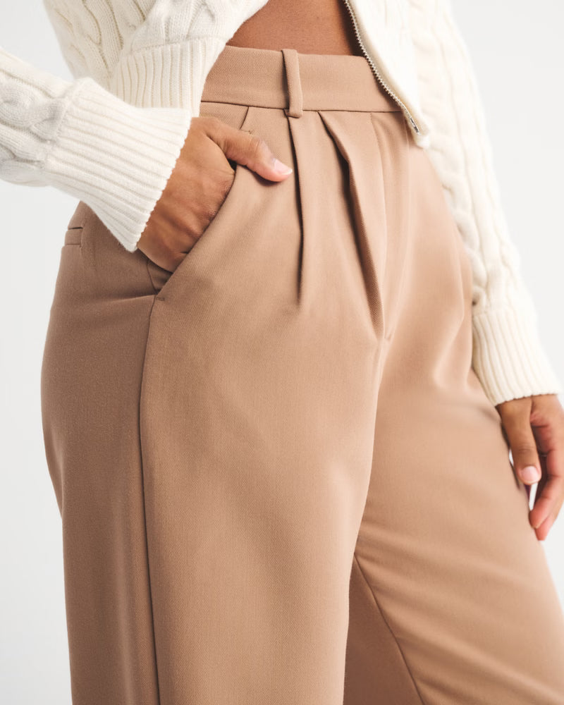 Abercrombie & Fitch Women’s Curve Love A&F Sloane Tailored Long Wide Leg Pants