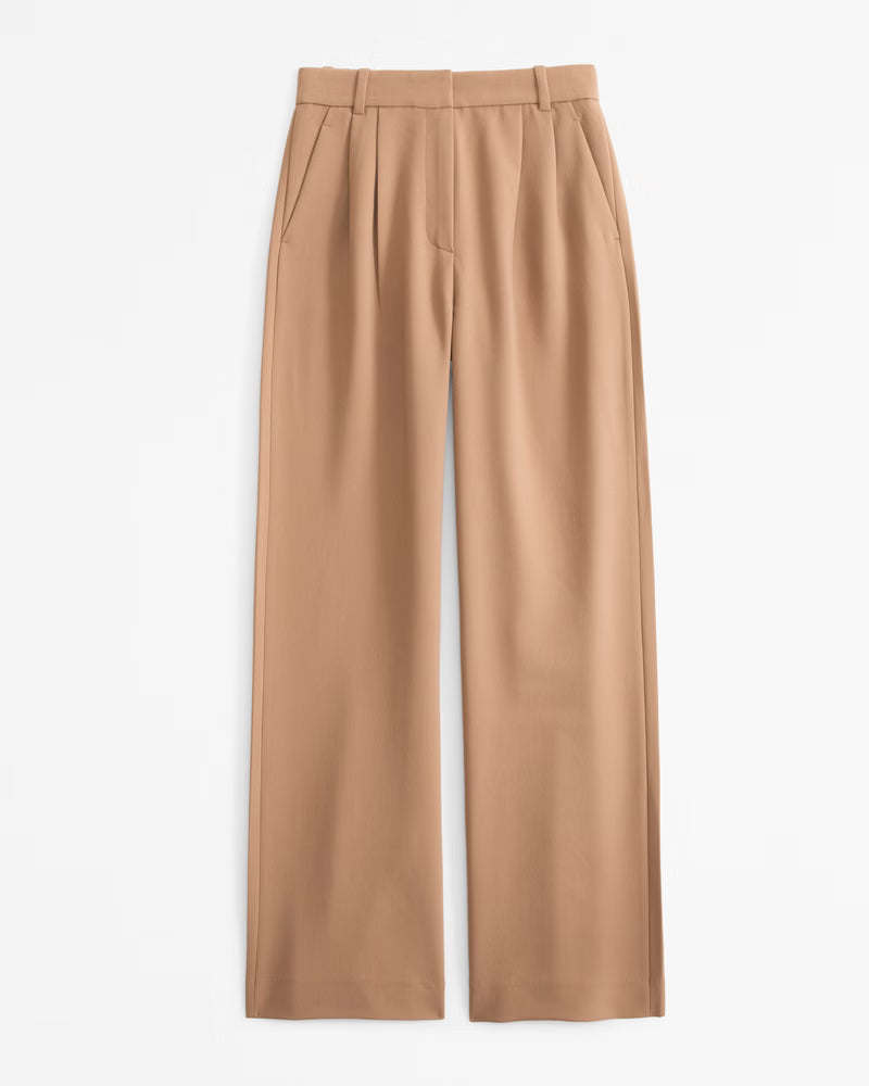 Abercrombie & Fitch Women’s Curve Love A&F Sloane Tailored Long Wide Leg Pants
