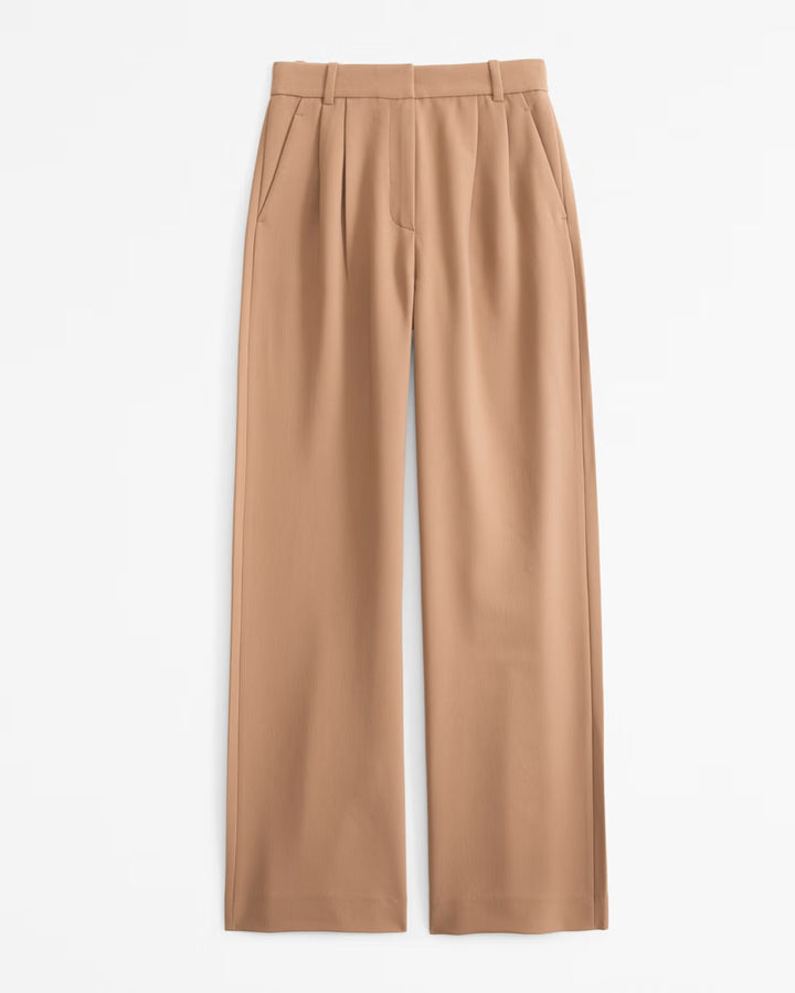 Abercrombie & Fitch Women’s Curve Love A&F Sloane Tailored Long Wide Leg Pants