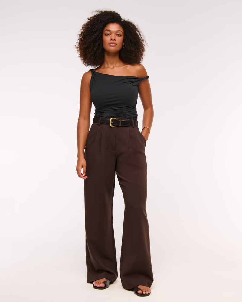 Abercrombie & Fitch Women’s Curve Love A&F Sloane Tailored Long Wide Leg Pants