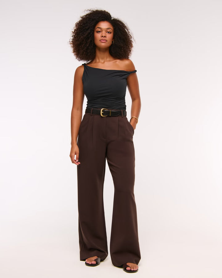 Abercrombie & Fitch Women’s Curve Love A&F Sloane Tailored Long Wide Leg Pants