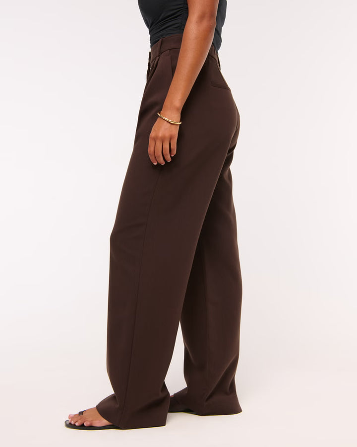 Abercrombie & Fitch Women’s Curve Love A&F Sloane Tailored Long Wide Leg Pants