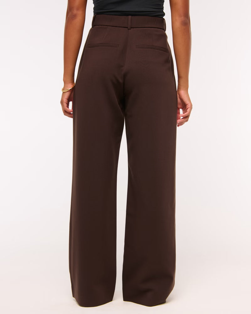 Abercrombie & Fitch Women’s Curve Love A&F Sloane Tailored Long Wide Leg Pants