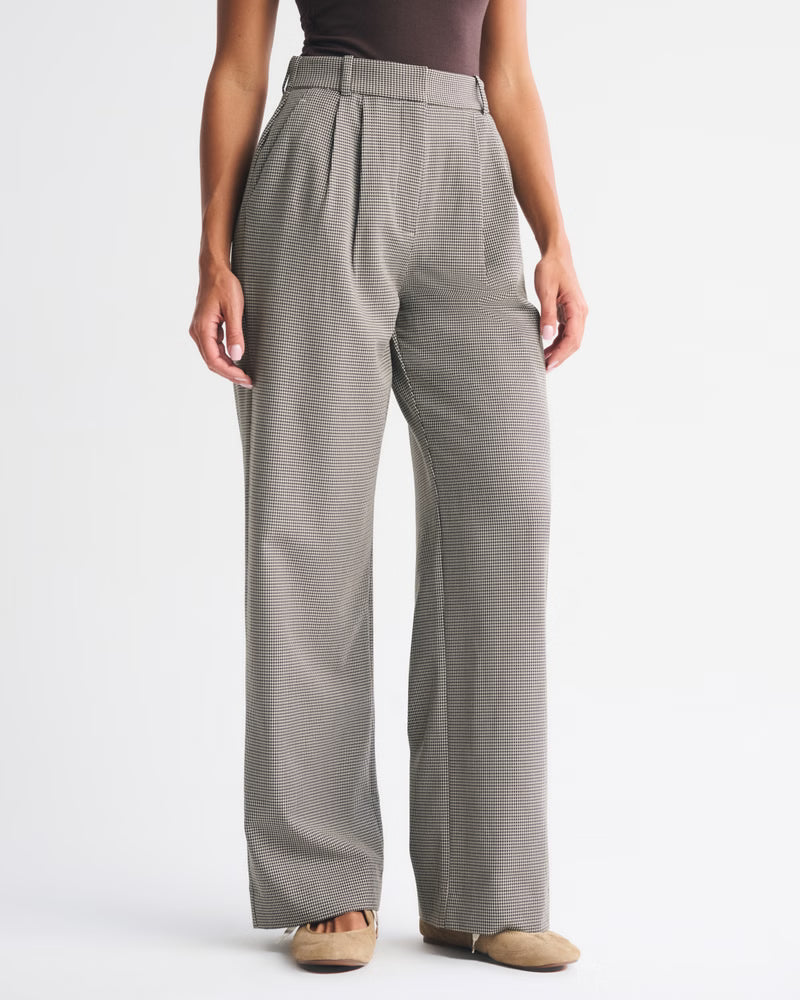 Abercrombie & Fitch Women’s Curve Love A&F Sloane Tailored Long Wide Leg Pants