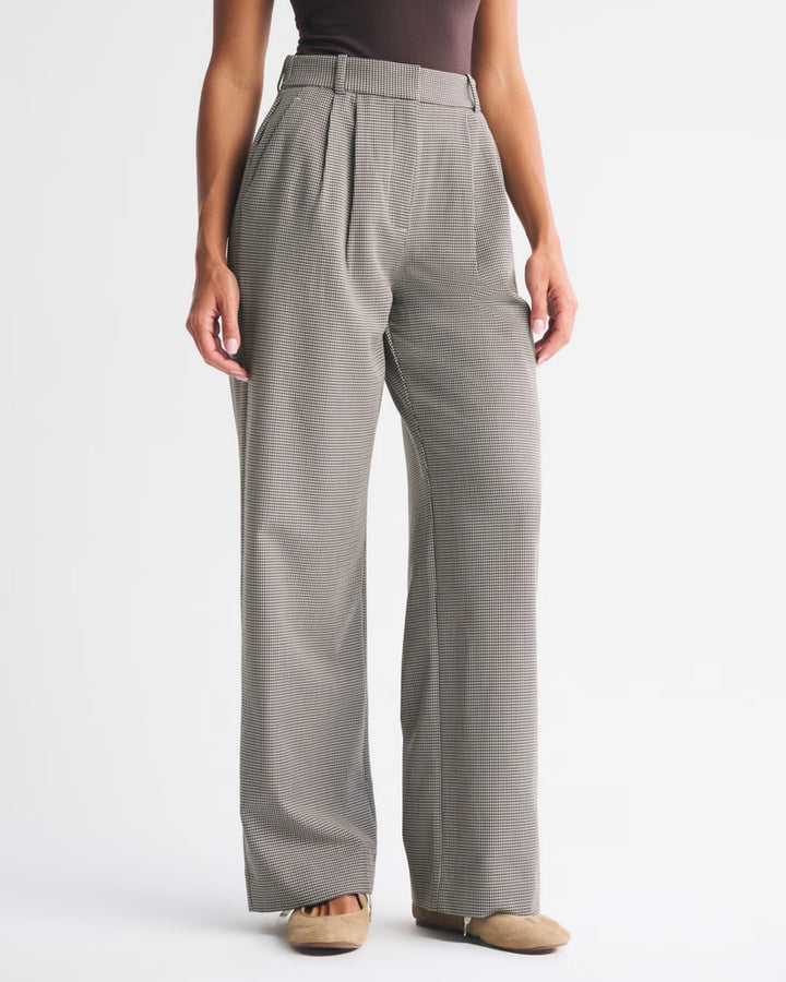 Abercrombie & Fitch Women’s Curve Love A&F Sloane Tailored Long Wide Leg Pants