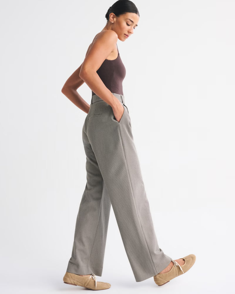 Abercrombie & Fitch Women’s Curve Love A&F Sloane Tailored Long Wide Leg Pants