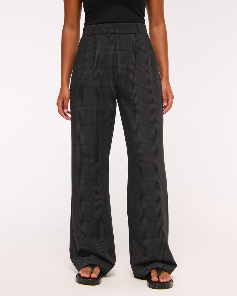 Abercrombie & Fitch Women’s Curve Love A&F Sloane Tailored Long Wide Leg Pants