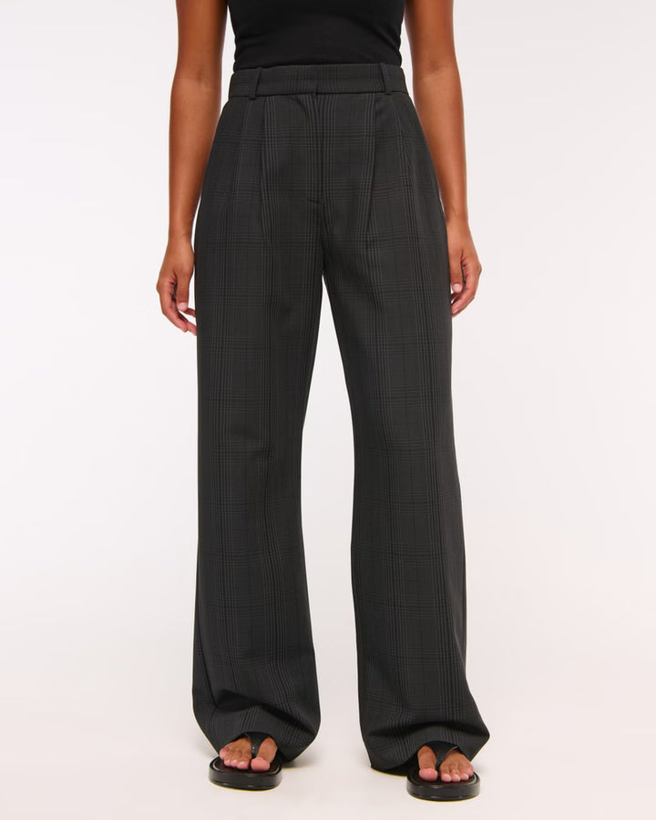 Abercrombie & Fitch Women’s Curve Love A&F Sloane Tailored Long Wide Leg Pants