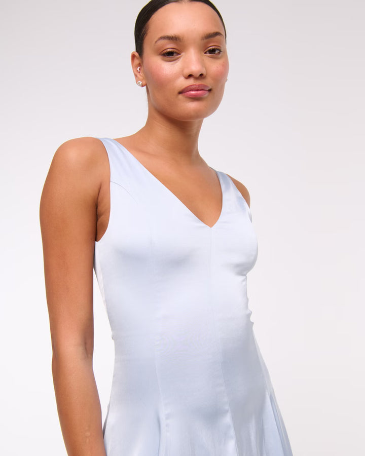 Women's Abercrombie & Fitch Plunge Bubble Hem Midi Dress in Periwinkle