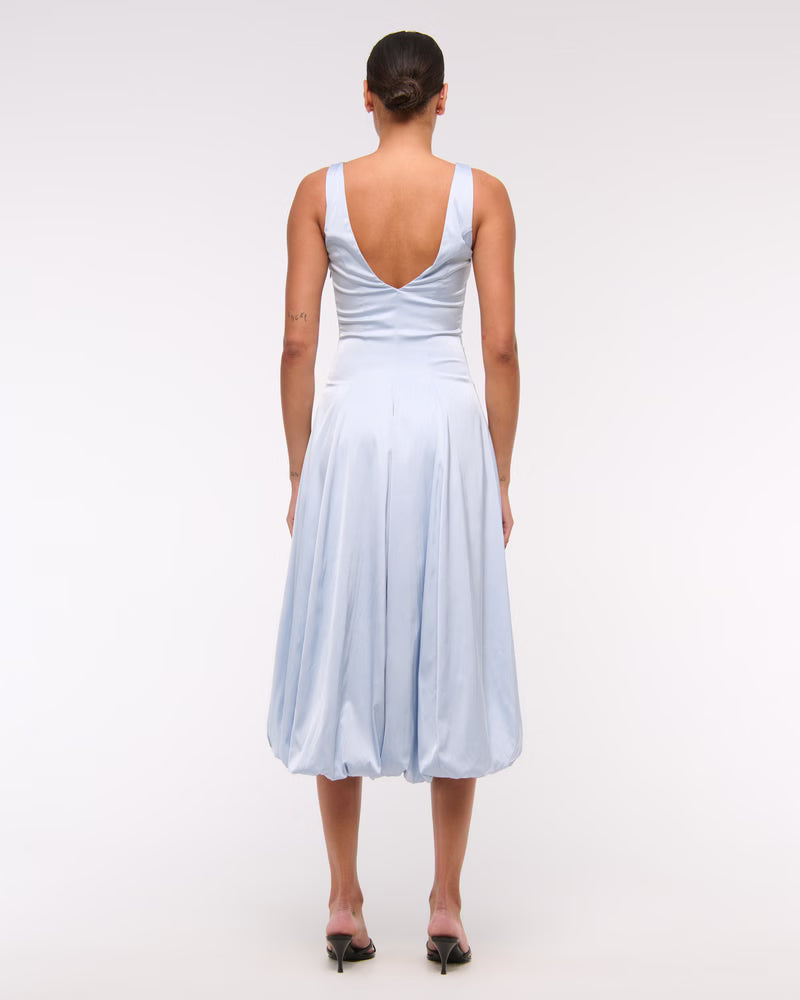 Women's Abercrombie & Fitch Plunge Bubble Hem Midi Dress in Periwinkle