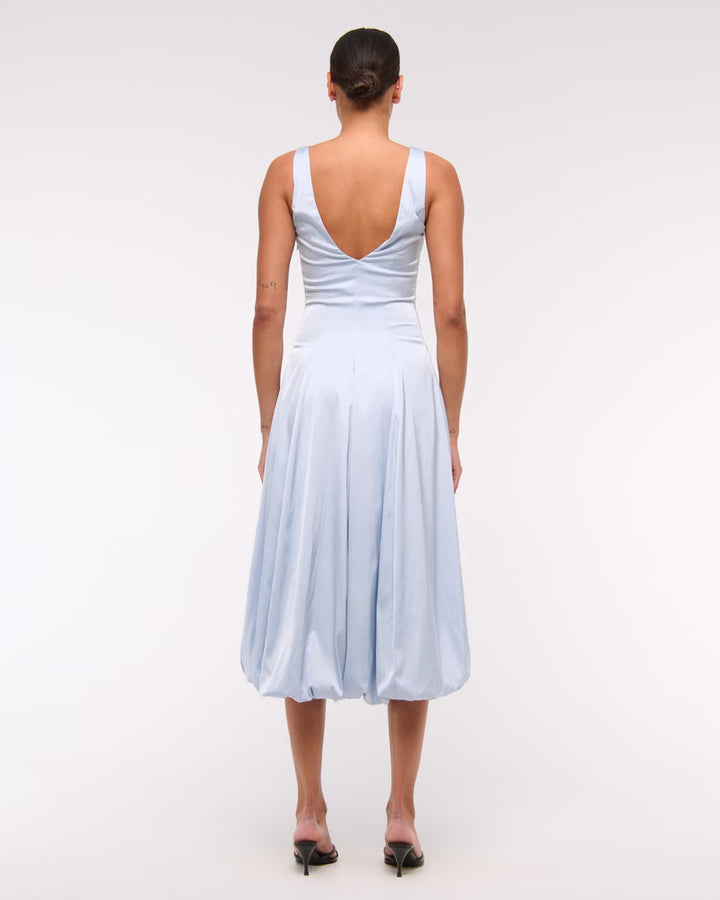 Women's Abercrombie & Fitch Plunge Bubble Hem Midi Dress in Periwinkle
