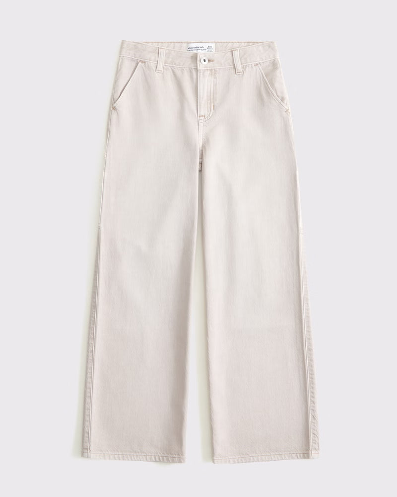 Abercrombie Kids Girls High Rise Wide Leg Jeans in Medium Wash