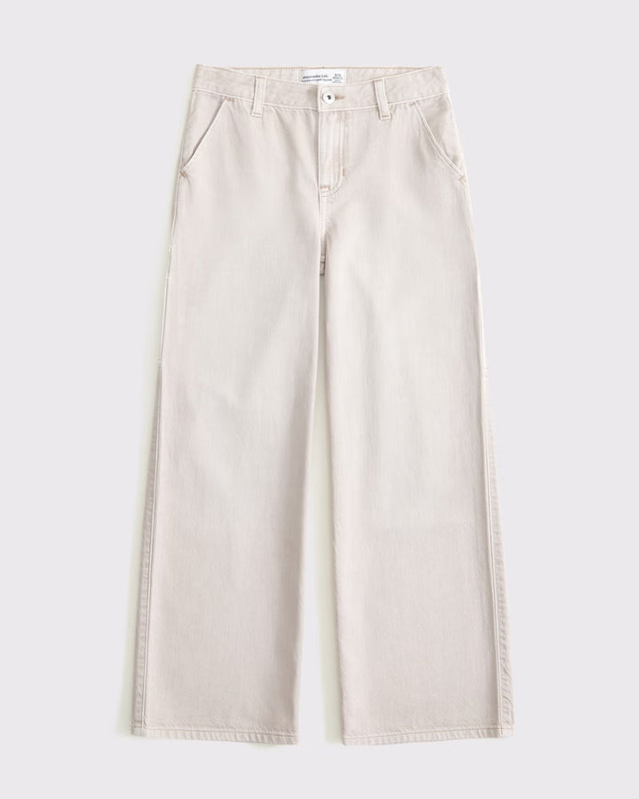 Abercrombie Kids Girls High Rise Wide Leg Jeans in Medium Wash