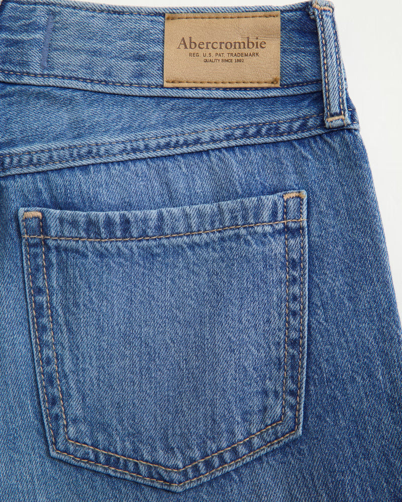 Abercrombie Kids Girls High Rise Wide Leg Jeans in Medium Wash