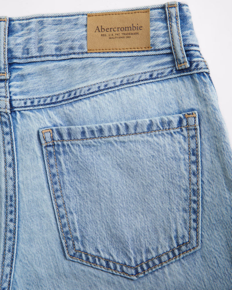 Abercrombie Kids Girls High Rise Wide Leg Jeans in Medium Wash