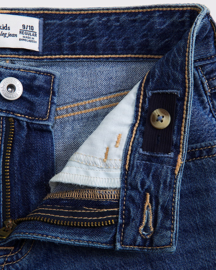 Abercrombie Kids Girls High Rise Wide Leg Jeans in Medium Wash