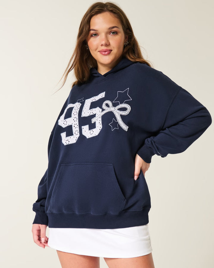 Women's Oversized NY Graphic Hoodie