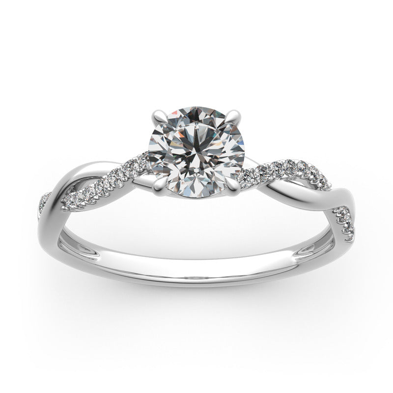 Jeulia Twist Round Cut Gold Plated Silver Ring