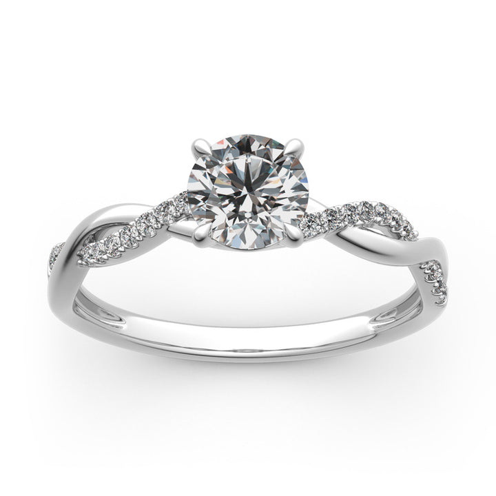 Jeulia Twist Round Cut Gold Plated Silver Ring