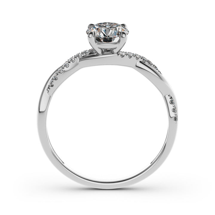 Jeulia Twist Round Cut Gold Plated Silver Ring