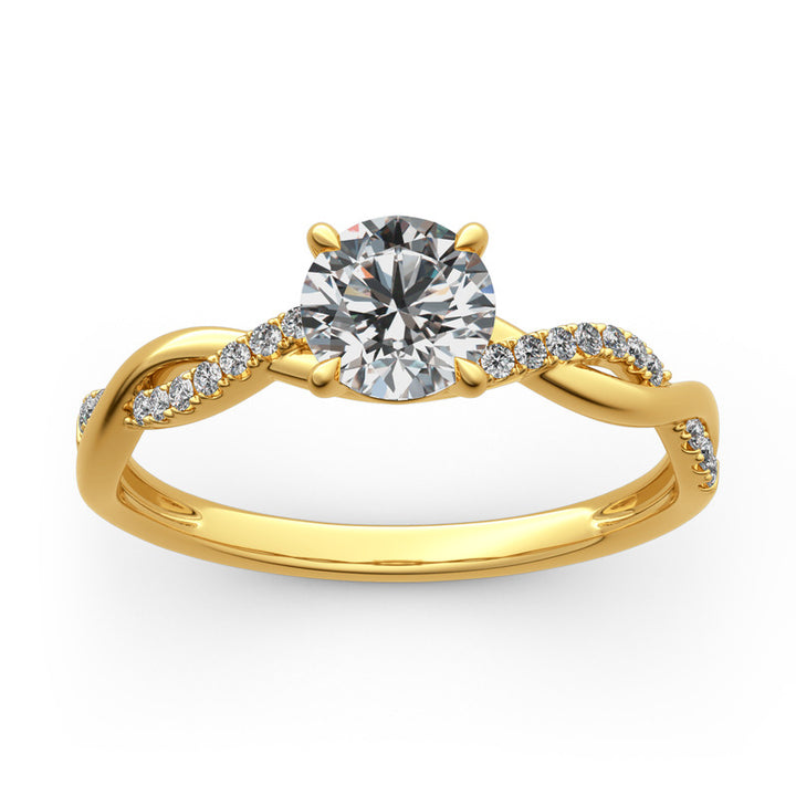 Jeulia Twist Round Cut Gold Plated Silver Ring