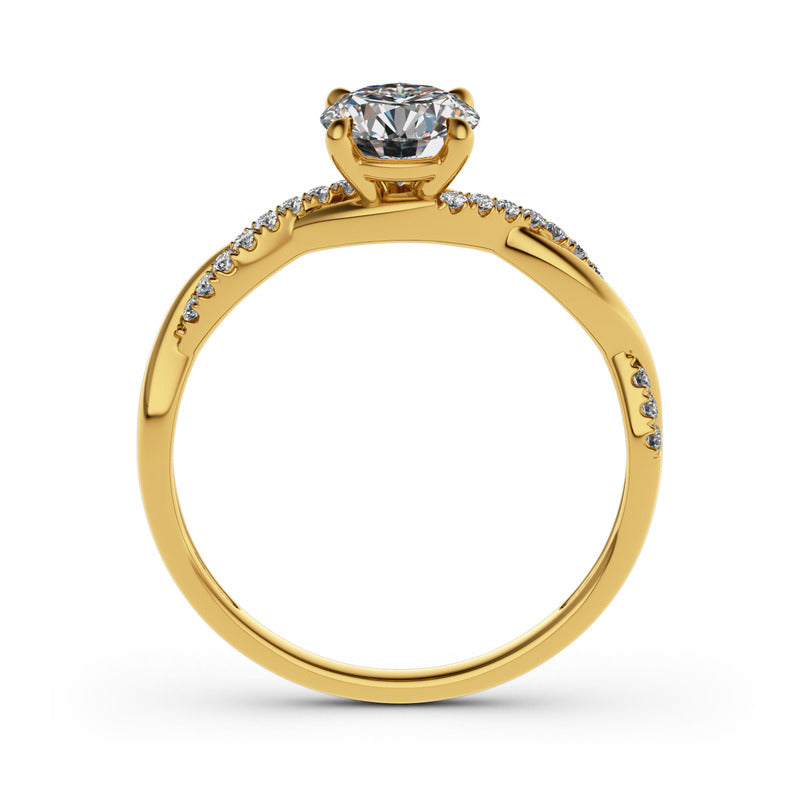 Jeulia Twist Round Cut Gold Plated Silver Ring