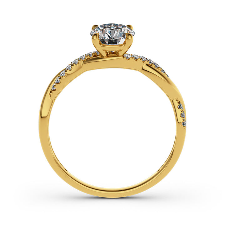 Jeulia Twist Round Cut Gold Plated Silver Ring