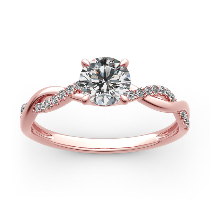 Jeulia Twist Round Cut Gold Plated Silver Ring