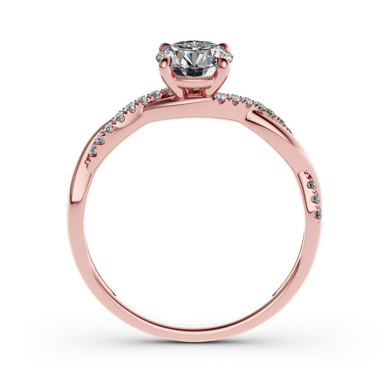 Jeulia Twist Round Cut Gold Plated Silver Ring