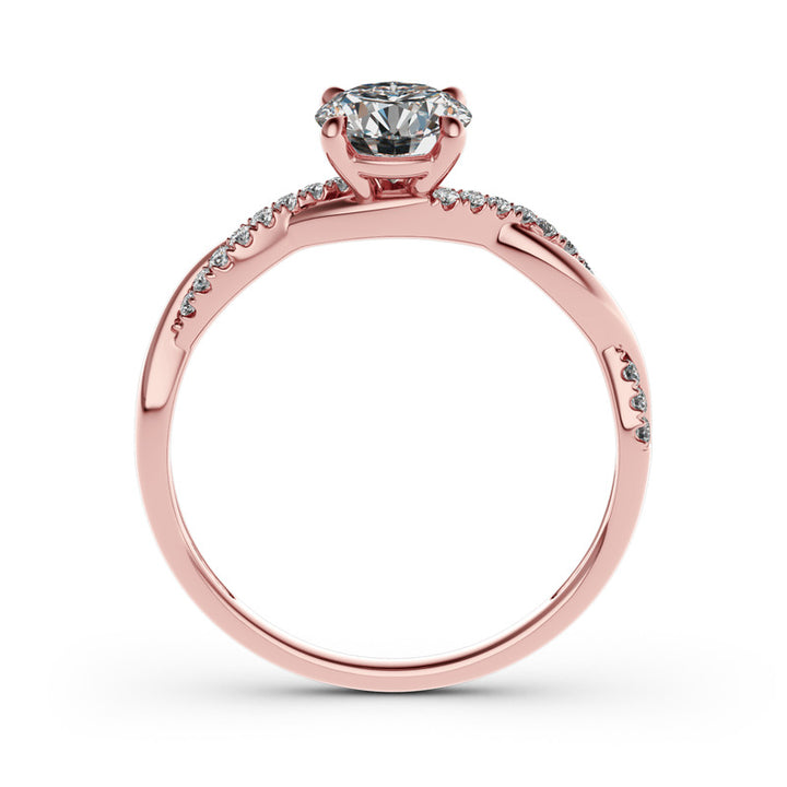 Jeulia Twist Round Cut Gold Plated Silver Ring