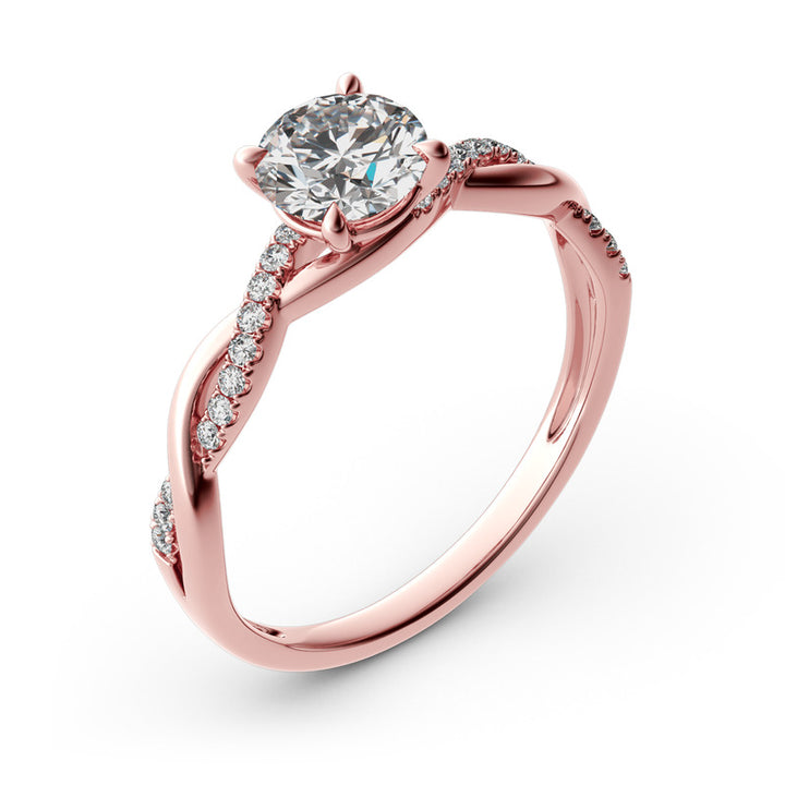 Jeulia Twist Round Cut Gold Plated Silver Ring