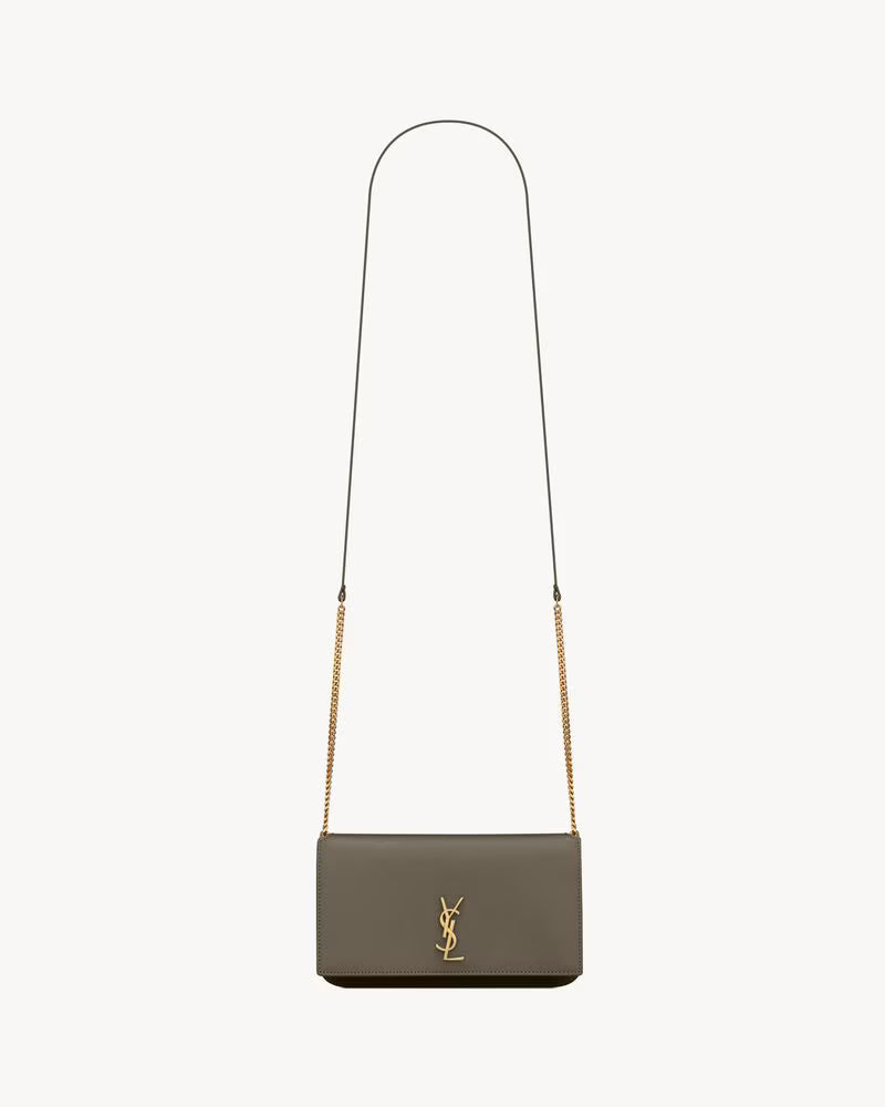 Saint Laurent Women’s YSL Monogram Phone Holder Crossbody Bag in Leather
