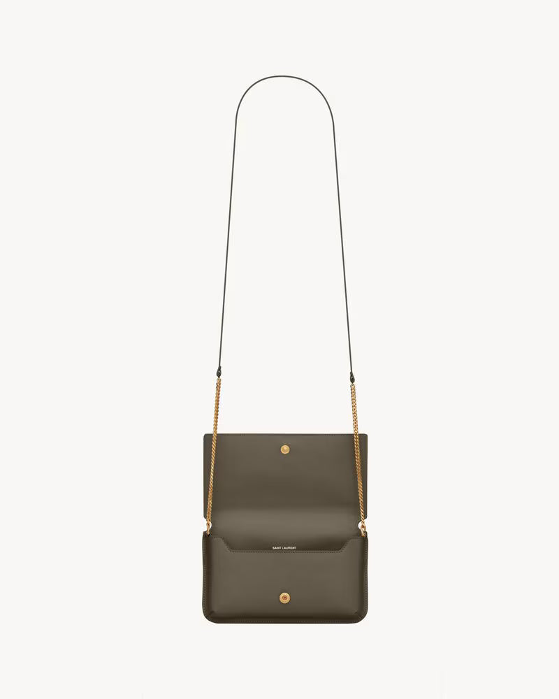 Saint Laurent Women’s YSL Monogram Phone Holder Crossbody Bag in Leather