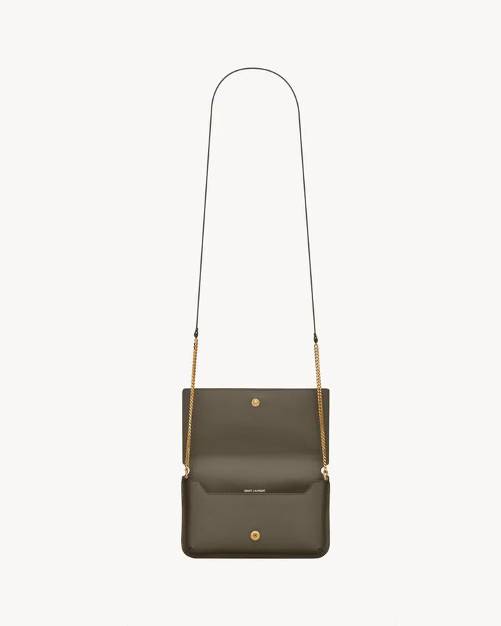 Saint Laurent Women’s YSL Monogram Phone Holder Crossbody Bag in Leather
