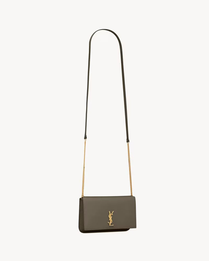 Saint Laurent Women’s YSL Monogram Phone Holder Crossbody Bag in Leather