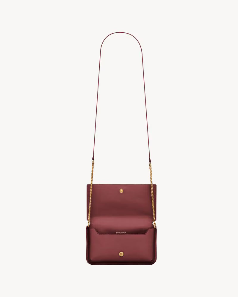 Saint Laurent Women’s YSL Monogram Phone Holder Crossbody Bag in Leather