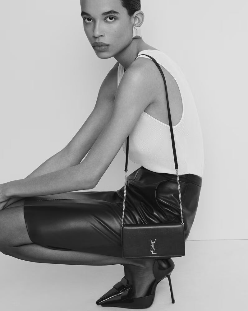 Saint Laurent Women’s YSL Monogram Phone Holder Crossbody Bag in Leather