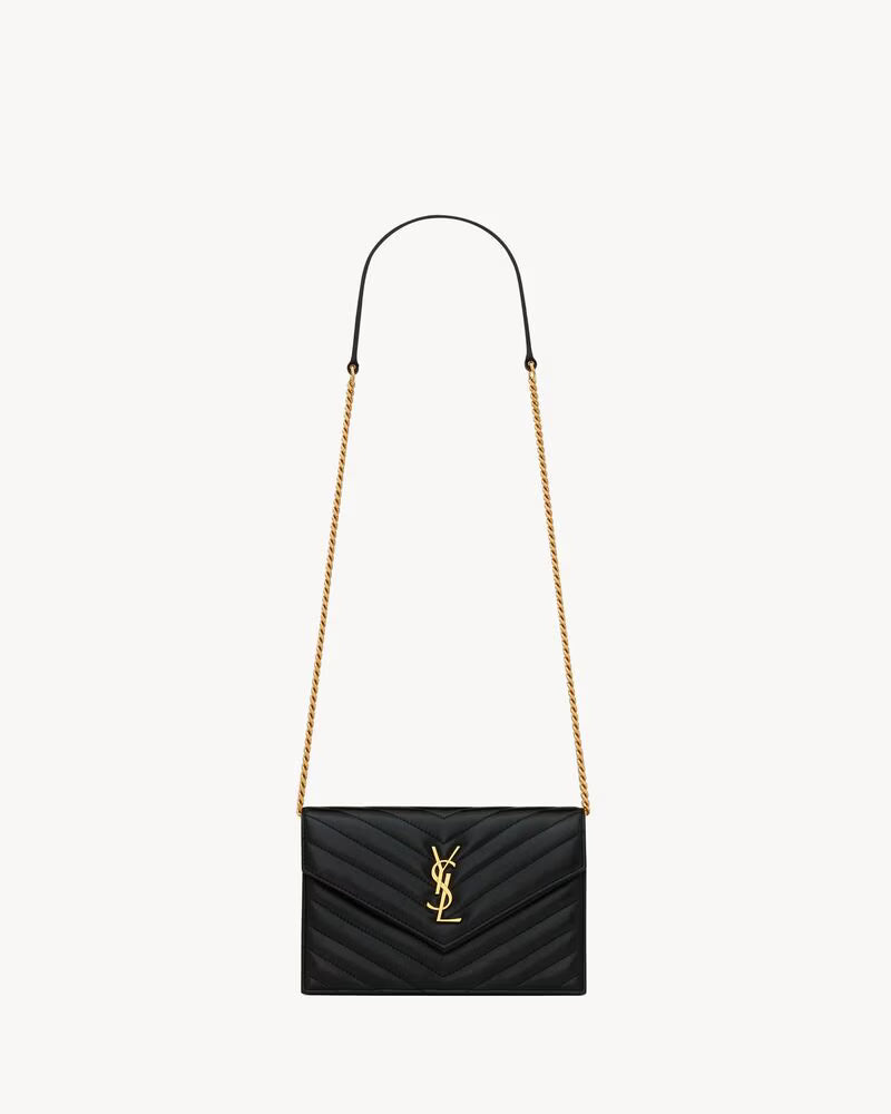 Saint Laurent Women’s Cassandre Envelope Chain Wallet in Lambskin