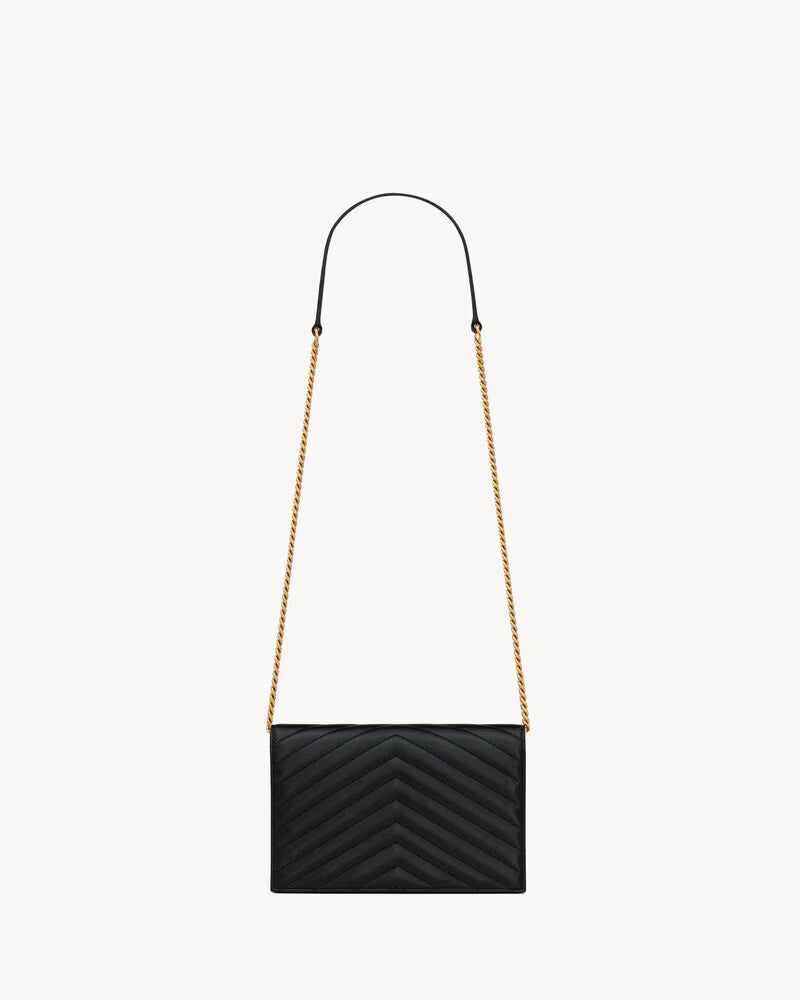 Saint Laurent Women’s Cassandre Envelope Chain Wallet in Lambskin