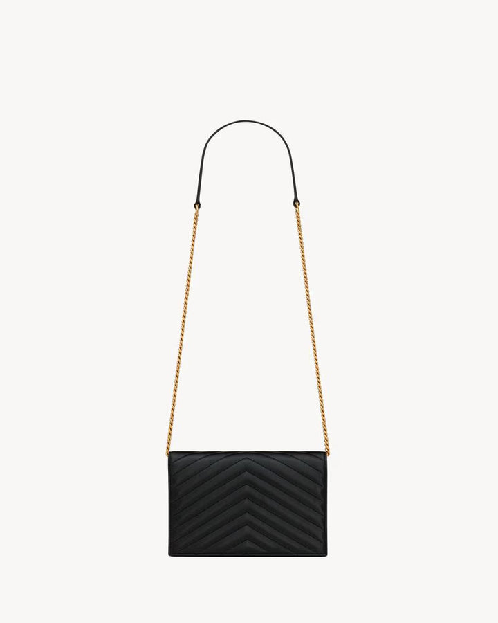 Saint Laurent Women’s Cassandre Envelope Chain Wallet in Lambskin