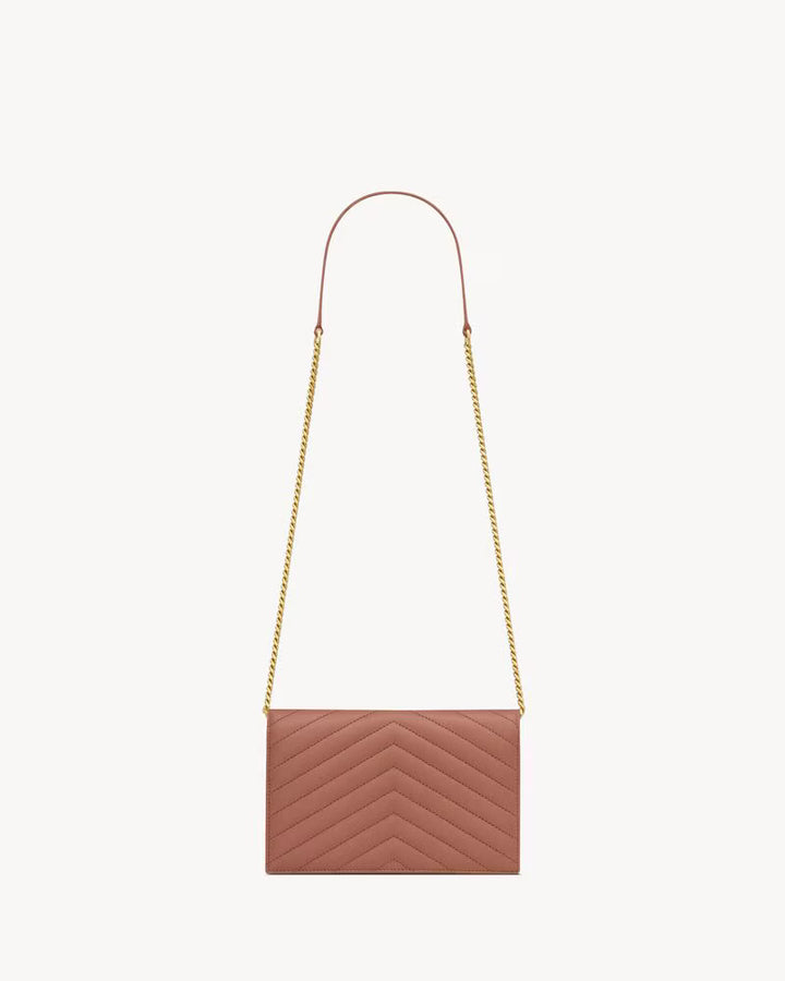 Saint Laurent Women’s Cassandre Envelope Chain Wallet in Lambskin