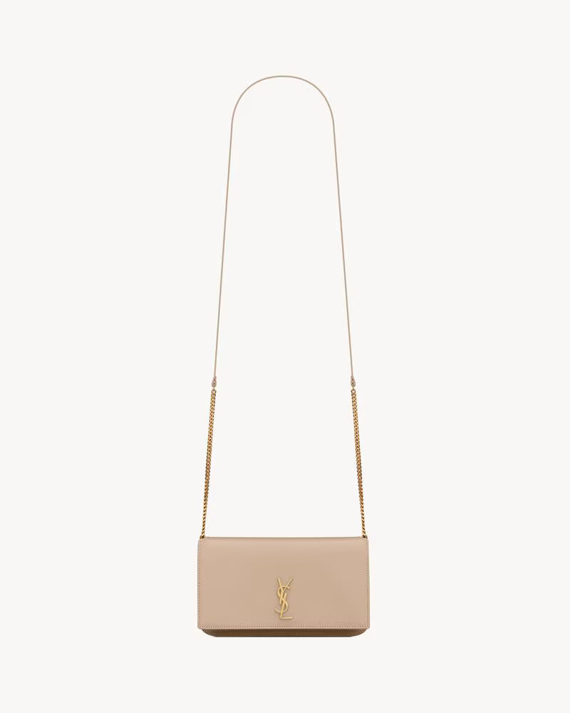 Saint Laurent Women’s YSL Monogram Phone Holder Crossbody Bag in Leather