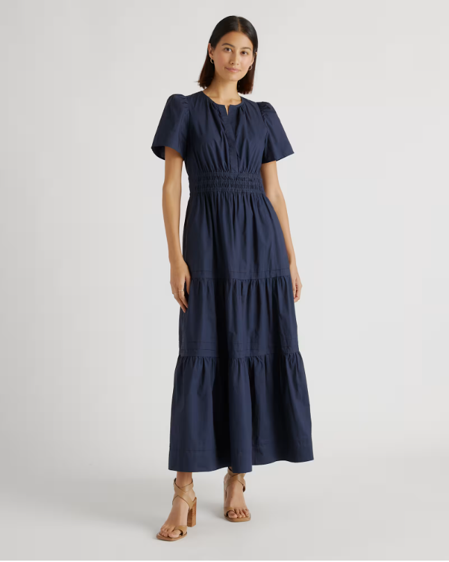 Quince Women's Poplin Tiered Maxi Dress