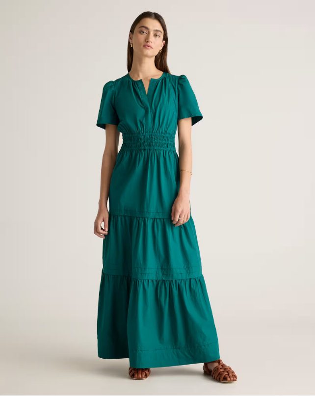 Quince Women's Poplin Tiered Maxi Dress