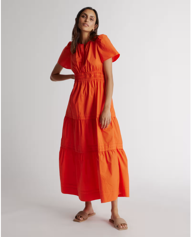 Quince Women's Poplin Tiered Maxi Dress