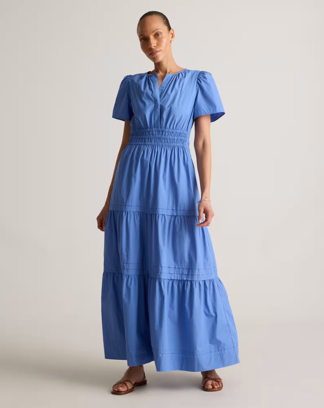 Quince Women's Poplin Tiered Maxi Dress