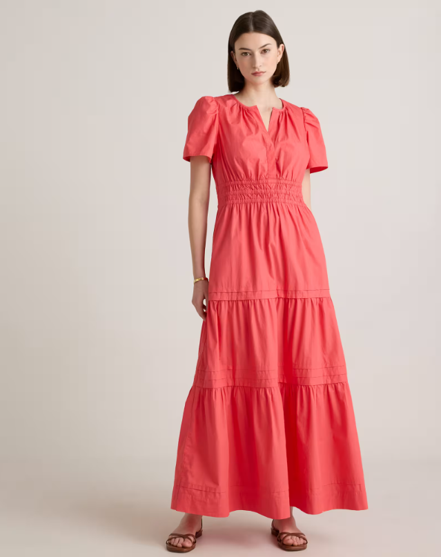 Quince Women's Poplin Tiered Maxi Dress